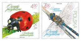 Poland Polen Pologne 2024 Beneficial Insects Ladybug Dragonfly Set Of 2 Stamps MNH - Autres & Non Classés