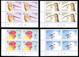 Tuvalu 1994 MNH 4v Lt Lo Corner Blk, Birds, Red Junglefowl, Godwit, Tern - - Andere & Zonder Classificatie