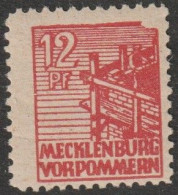 SBZ- Mecklenburg-Vorpommern: 1946, Plattenfehler: Mi. Nr. 36 II. Freimarke: 12 Pfg. Neubau Eines Hauses  */MH - Mint