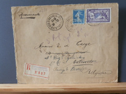 FRANCE/2180 LETTRE RECOMM.  FRANCE 3F  MERSON NR. 206 COMPL.  1926 POUR LA BELG. - 1900-27 Merson