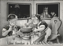 11644467 Lausanne VD Une Fondue Karikatur Lausanne - Sonstige & Ohne Zuordnung