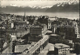 11644460 Lausanne VD Grand Pont Vu Depuis La Tour Bel Air Lac Leman Et Les Alpes - Sonstige & Ohne Zuordnung