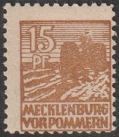 SBZ- Mecklenburg-Vorpommern: 1946, Plattenfehler: Mi. Nr. 37 I. Freimarke: 15 Pfg. Motorpflug.  **/MNH - Neufs