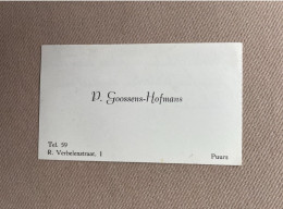 Visitekaartje - Carte Visite / GOOSSENS - HOFMANS / Puurs - Cartes De Visite