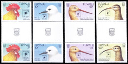 Tuvalu 1994 MNH 4v Gutter Pair, Birds, Red Junglefowl, Godwit, Tern - Sonstige & Ohne Zuordnung