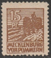 SBZ- Mecklenburg-Vorpommern: 1946, Plattenfehler: Mi. Nr. 37 III. Freimarke: 15 Pfg. Motorpflug.  **/MNH - Ungebraucht