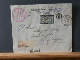 FRANCE/2181 LETTRE RECOMM. VALEUR DECLARE  FRANCE 5F  MERSON1926 POUR LA BELG. SEULE S/L. - 1900-27 Merson