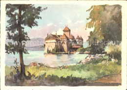 11644296 Chillon Chateau Lac Leman Kuenstlerkarte Montreux - Autres & Non Classés