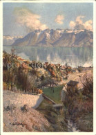 11644276 Riex Vallon De Riex Lac Leman Et Les Alpes Kuenstlerkarte Riex - Andere & Zonder Classificatie