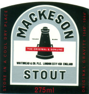 Oud Etiket Bier Mackeson Stout - Brouwerij / Brasserie Whitbread - Birra