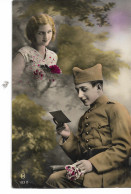 COUPLE SOLDAT  ET SA BELLE FEMME LETTRE FLEURS N°1230 EN 1930 - Couples