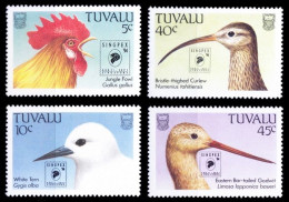 Tuvalu 1994 MNH 4v, SINGPEX 94 Birds, Red Junglefowl, Godwit, Tern - Ooievaars