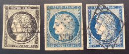 France #3a-4-4a TTB-SUP Sur 20c Noir S.blanc+25c Bleu+25c Bleu Foncé Cérès De 1849-1850 (Frankreich Classique - 1849-1850 Cérès