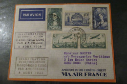 FRANCE LETTRE  Inauguration Service Aérien Hanoï Hong Kong Air France 4 8 1938 - Primeros Vuelos