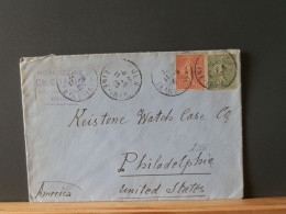 FRANCE/2186  LETTRE  FRANCE  10C ROUGE SEMEUSE LIGNEE COMPL. POUR USA 1905 TARIF 25C - 1903-60 Semeuse A Righe