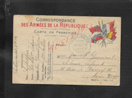 MILITARIA CARTE EN FRANCHISE MILITAIRE SECTEUR POSTAL N° 22 CACHET BLEU TELEGIE MILITAIRE X PARIS : - 1. Weltkrieg 1914-1918