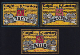 3x Nieder-Marsberg: 50, 75 Pfennig + 1 Mark 1.7.1920 - [11] Local Banknote Issues