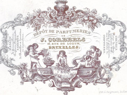 BRUXELLES Parfumerie CORBEELS Rue De Loxum Parfumeries Carte De Visite Porcelaine C. 1860 Format Carte Postale - Visitenkarten