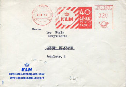 X0447 Germany, Red Meter Freistempel 1959 Frankfurt/M. KLM 40 Jahre  1919/1959 - Maschinenstempel (EMA)