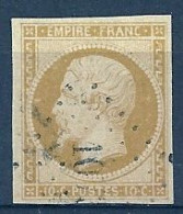 N° 13Aa - 10 Centimes JAUNE CITRON IMPRESSION FINE - Signé A.BRUN Oblitéré - 1853-1860 Napoleon III