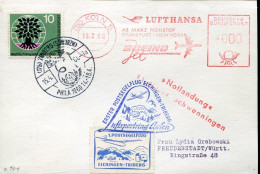 X0449 Germany, Red Meter Freistempel,Koln 1960 Lufthansa Boeing Jet, Nonstop Frankfurt New York - Machines à Affranchir (EMA)