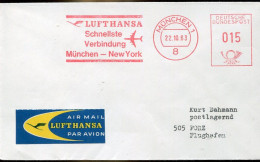 X0450 Germany, Red Meter Freistempel,Munchen 1963 Lufthansa Munchen  New York - Franking Machines (EMA)