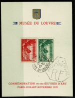 Ref 1649 - France 1937 - Special Musee Du Louvre Card With SG 586/7 - Afgestempeld