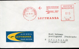 X0451 Germany, Red Meter Freistempel,1963 Frankfurt/M. Lufthansa Boeing 707 Jet - Frankeermachines (EMA)