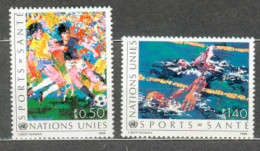 ONU GENEVE MNH ** 169-170 La Santé Par Le Sport Footballeur Natation Football Soccer - Unused Stamps