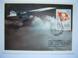 Avion / Airplane / AIR FRANCE / Concorde / First Flight Tunis Cartage - Paris C D G - 1946-....: Modern Tijdperk