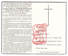 DP Emilia Maria Verhofstadt ° Belsele 1891 † Sint-Niklaas 1953 X Henri Laenen - Images Religieuses