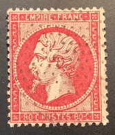 France #24 TB, OBLIT. ROULETTES DE PARIS = POINTS FIN = POINTILLÉS Sur 1862 80c Rose - 1862 Napoleon III