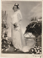 JEWISH JUDAICA TURQUIE CONSTANTINOPLE  FAMILY ARCHIVE GRAND PHOTO FEMME WOMAN WEDDING 17.5X23.5cm. STUDIO CACHET - Persone Anonimi