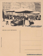 Ansichtskarte Dresden Obst-Markt (Schattenschnitt - Künstler AK) 1928  - Dresden