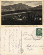 Postcard Krummhübel Karpacz Hotel Waidmannsheil Mit Schneekoppe 1936 - Schlesien