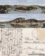 Postcard Tetschen-Bodenbach Decín 2 Bild Panorama Mit Brücken 1922  - Repubblica Ceca