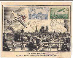 Carte Postale Commémorative Poste Aérienne 1943 Destination ( Palma Ile Majorque )( Baléares ) + 2 Censures + Vignette - Airplanes