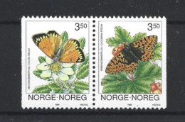 Norway 1994 Butterflies Pair Y.T. 1107/1108 ** - Nuovi