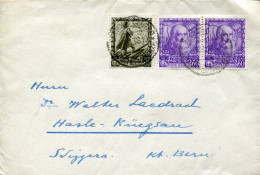 X0456 Italia, Circuled Cover 1938 To Switzerland, With 2 Stamps 50c. Portrait Of Leonardo Da Vinci - Other & Unclassified