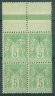 France   102  En Bloc 4   * *  TB  Avec Interpanneau - 1898-1900 Sage (Type III)