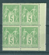 France   106 En Bloc 4    */ * *  TB  1 Exemplaire * Et 3  * *   - 1876-1898 Sage (Type II)