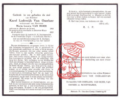 DP Karel Lodewijk Van Osselaer ° Melsele 1864 † Beveren Waas 1955 X Maria Leonia Van Moer // Van Havere Moorthamer - Devotion Images