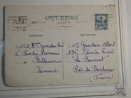 DO 7 TUNISIE CARTE  LETTRE  1944 BOUSCAT BORDEAUX  FRANCE   + AFF. INTERESSANT++ - Brieven En Documenten