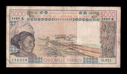 West African St. Senegal 5000 Francs 1989 Pick 708Kd Bc/Mbc F/Vf - États D'Afrique De L'Ouest