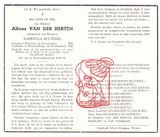DP Alfons Van Der Herten ° Kruibeke 1905 † Beveren Waas 1956 X Gabriëlla Bultheel // Tahon Malfliet Van Vosselen - Images Religieuses