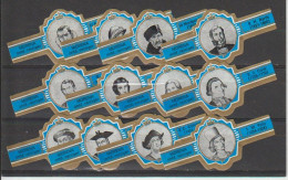 Reeks  2279  Ond.reiziger   1-12    ,12  Stuks Compleet   , Sigarenbanden Vitolas , Etiquette - Sigarenbandjes