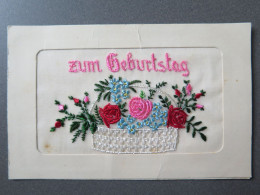 ZUM GEBURTSTAG - BIRTHDAY - ANNIVERSAIRE - ANNIVERSARIO - Embroidered