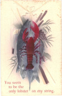 CPA Carte Postale Gaufrée Royaume Uni  You Seem To Be The Only  Lobster On My StringVM80521ok - Fish & Shellfish