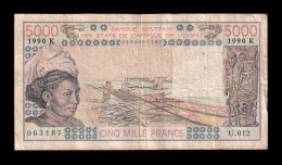 West African St. Senegal 5000 Francs 1990 Pick 708Km Bc/Mbc F/Vf - Westafrikanischer Staaten