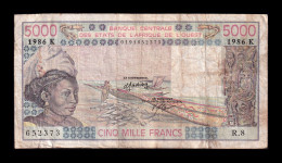 West African St. Senegal 5000 Francs 1986 Pick 708Kk Bc/Mbc F/Vf - États D'Afrique De L'Ouest